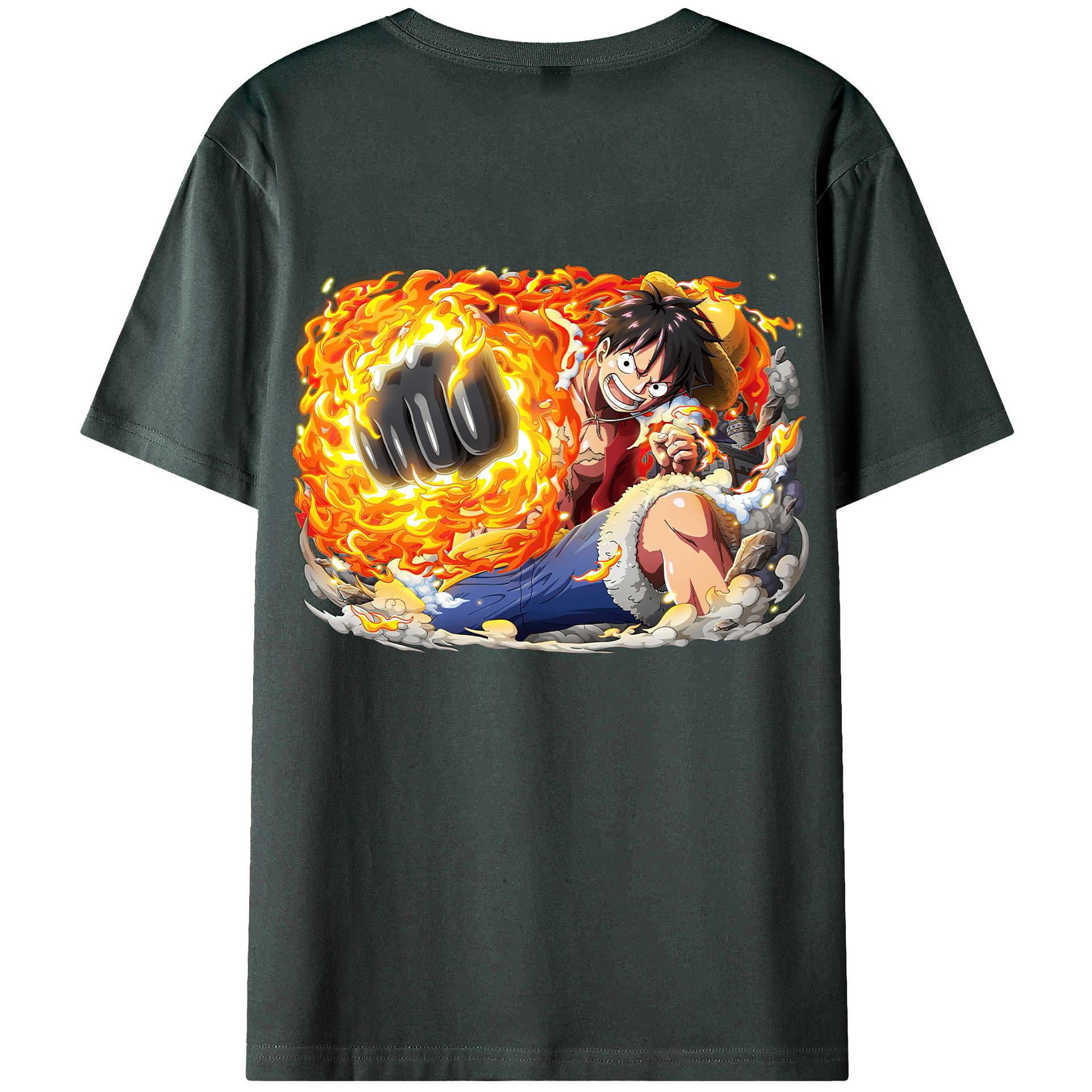 ワンピース モンキー・D・ルフィ ONE PIECE Monkey D. Luffy 綿100％ メンズ半袖Tシャツ（バックプリント） 通気性